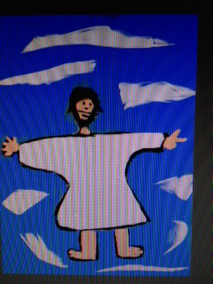 Drawing showing Jesus Christ in the clouds,
returning for his people - hopefully, everyone!